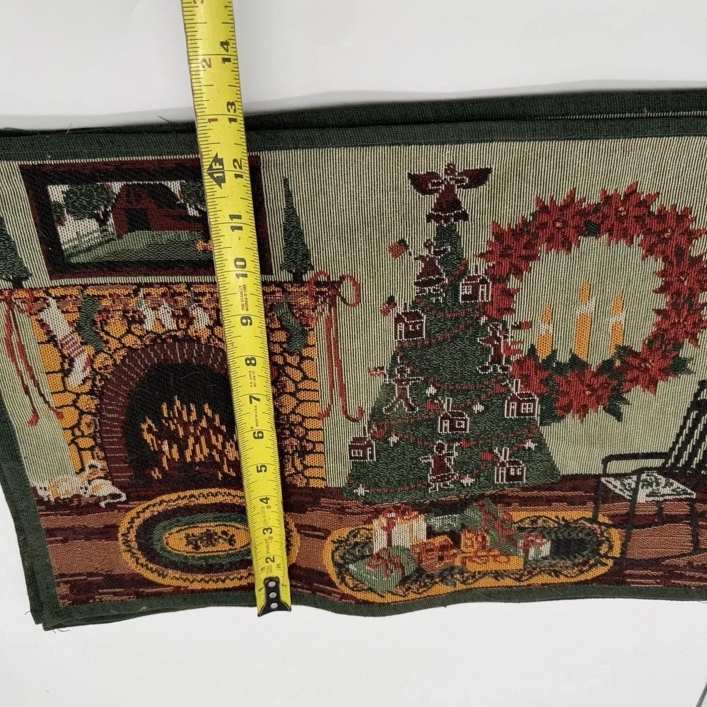 Vintage Set of 5 Tapestry Christmas Tree Fireplace Cozy Gingerbread Placemats